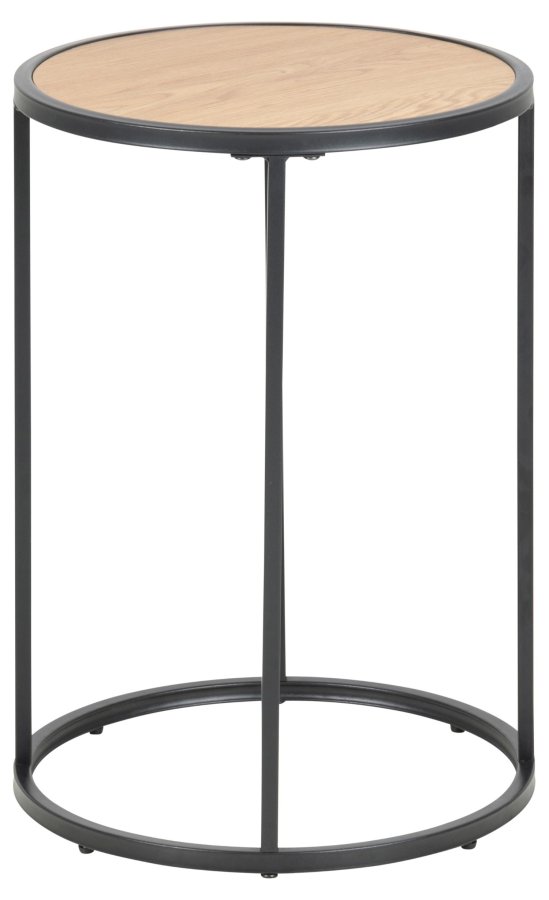 ACT NORDIC Seaford hjrnebord, rund - natur vild eg papir og sort metal (40)