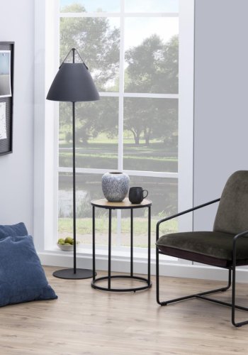 ACT NORDIC Seaford hjrnebord, rund - natur vild eg papir og sort metal (40)