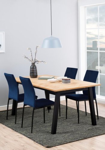 ACT NORDIC Demina spisebordsstol - mrkebl polyester og sort metal