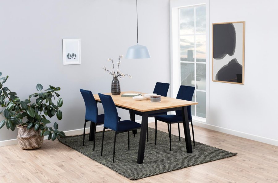 ACT NORDIC Demina spisebordsstol - mrkebl polyester og sort metal