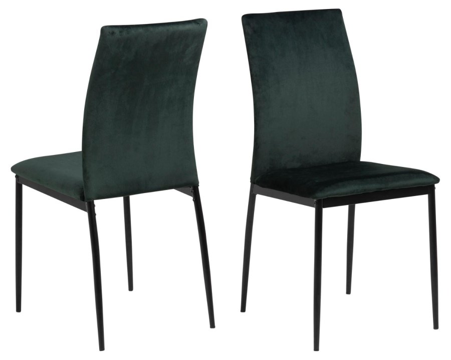 ACT NORDIC Demina spisebordsstol - mrkegrn polyester og sort metal