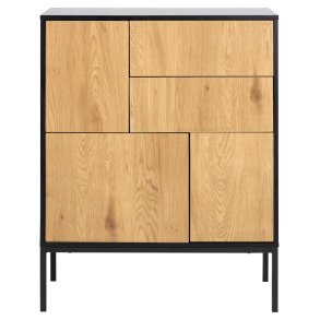 ACT NORDIC Seaford sknk, m. 3 lger og 2 skuffer - natur vild eg papir og sort MDF/metal