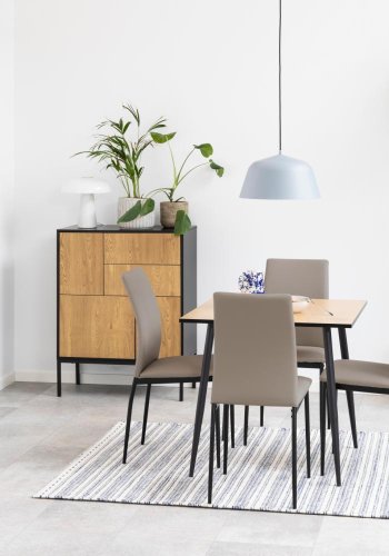 ACT NORDIC Seaford sknk, m. 3 lger og 2 skuffer - natur vild eg papir og sort MDF/metal