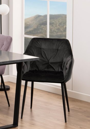 ACT NORDIC Brooke spisebordsstol, m. armln - grbrun polyester og sort metal