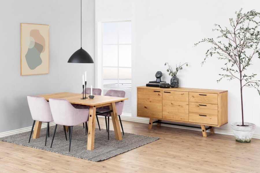 ACT NORDIC Brooke spisebordsstol, m. armln - dusty rose polyester og sort metal