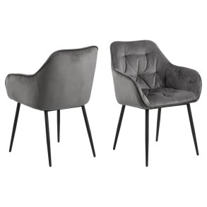 ACT NORDIC Brooke spisebordsstol, m. armln - mrkegr polyester og sort metal