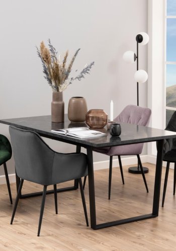 ACT NORDIC Brooke spisebordsstol, m. armln - skovgrn polyester og sort metal