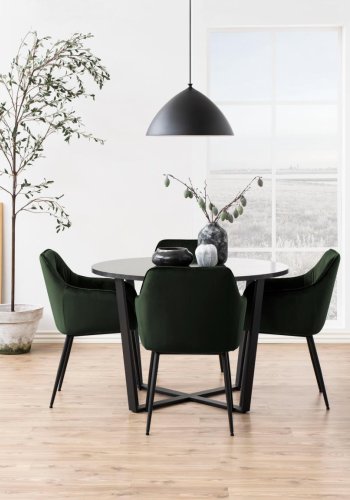 ACT NORDIC Brooke spisebordsstol, m. armln - skovgrn polyester og sort metal