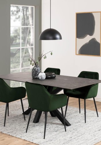 ACT NORDIC Brooke spisebordsstol, m. armln - skovgrn polyester og sort metal