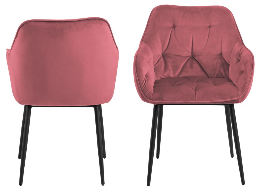 ACT NORDIC Brooke spisebordsstol, m. armln - koral polyester og sort metal