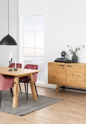 ACT NORDIC Brooke spisebordsstol, m. armln - koral polyester og sort metal