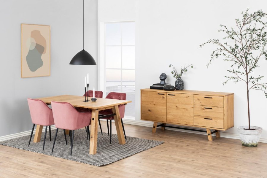 ACT NORDIC Brooke spisebordsstol, m. armln - koral polyester og sort metal