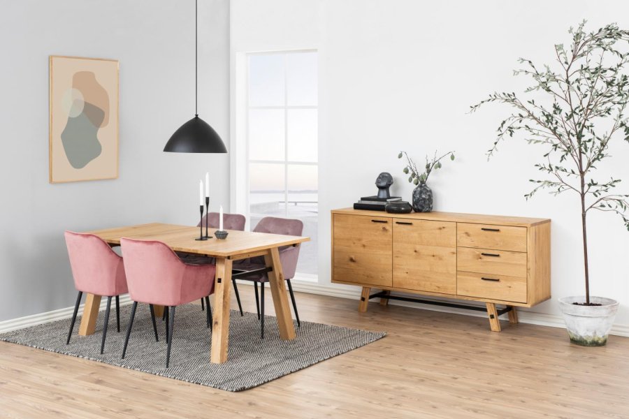 ACT NORDIC Brooke spisebordsstol, m. armln - koral polyester og sort metal