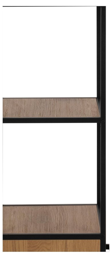 ACT NORDIC Seaford reol, m. 3 hylder og 2 skuffer - natur vild eg papir og sort metal