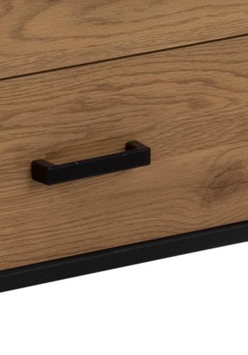 ACT NORDIC Seaford reol, m. 3 hylder og 2 skuffer - natur vild eg papir og sort metal