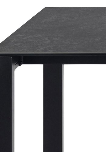 ACT NORDIC Brentford spisebord, rektangulr - sort Fairbanks keramik og sort metal (200x90)