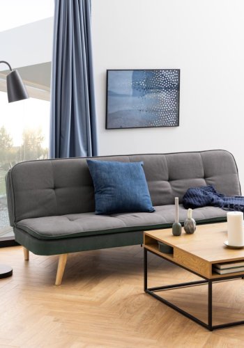 ACT NORDIC Willford sofabord, m. 1 rum, kvadratisk - natur melamin og sort metal (80x80)