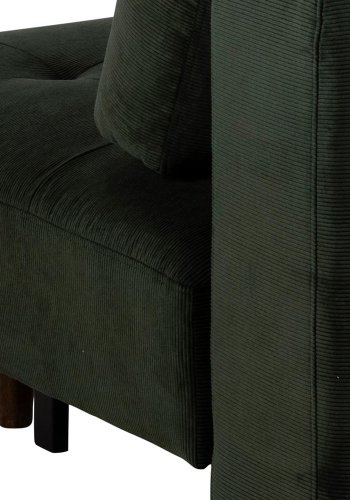 ACT NORDIC Blain sovesofa, m. 2 puder - mrkegrn stof og rgfarvet gummitr