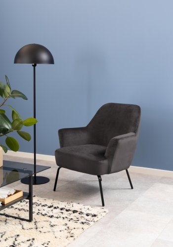 ACT NORDIC Melissa loungestol, m. armln - mrkegr polyester og sort metal