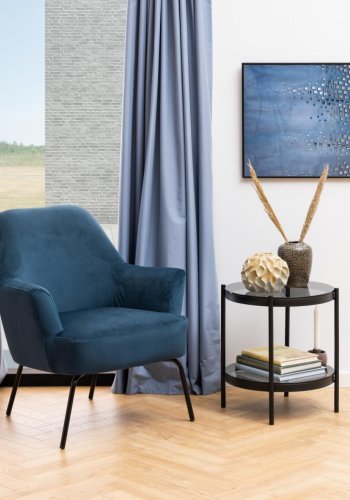 ACT NORDIC Melissa loungestol, m. armln - marinebl polyester og sort metal