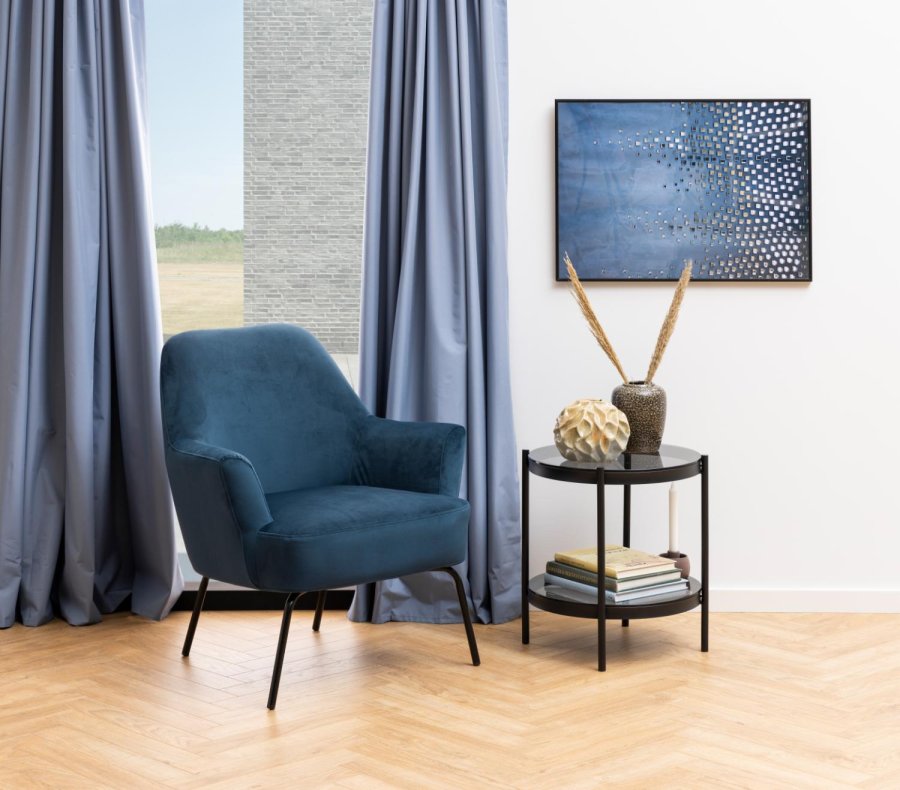 ACT NORDIC Melissa loungestol, m. armln - marinebl polyester og sort metal