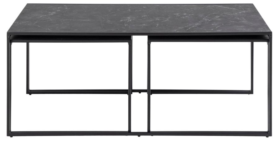 ACT NORDIC Infinity sofabord - sort Izmir melaminmarmor og sort metal (st af 3)