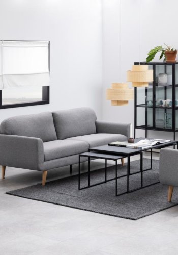 ACT NORDIC Infinity sofabord - sort Izmir melaminmarmor og sort metal (st af 3)