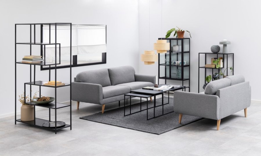 ACT NORDIC Infinity sofabord - sort Izmir melaminmarmor og sort metal (st af 3)