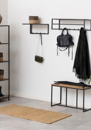 ACT NORDIC Seaford kldeskab, m. bjlestang og 5 hylder - natur vild eg papir og sort metal