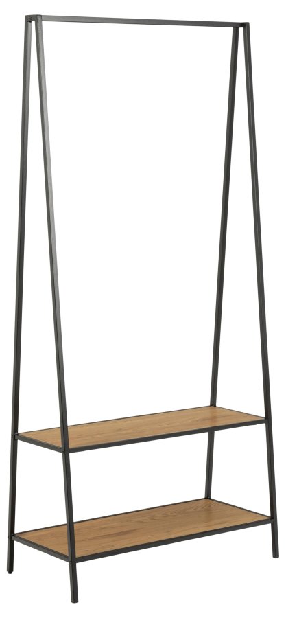 ACT NORDIC Seaford garderobestativ, m. bjlestang og 2 hylder - natur vild eg papir og sort metal
