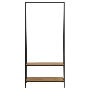 ACT NORDIC Seaford garderobestativ, m. bjlestang og 2 hylder - natur vild eg papir og sort metal