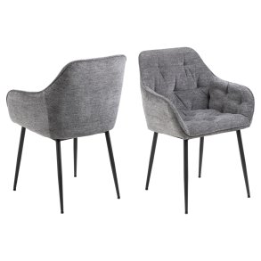 ACT NORDIC Brooke spisebordsstol, m. armln - antracitgr polyester og sort metal