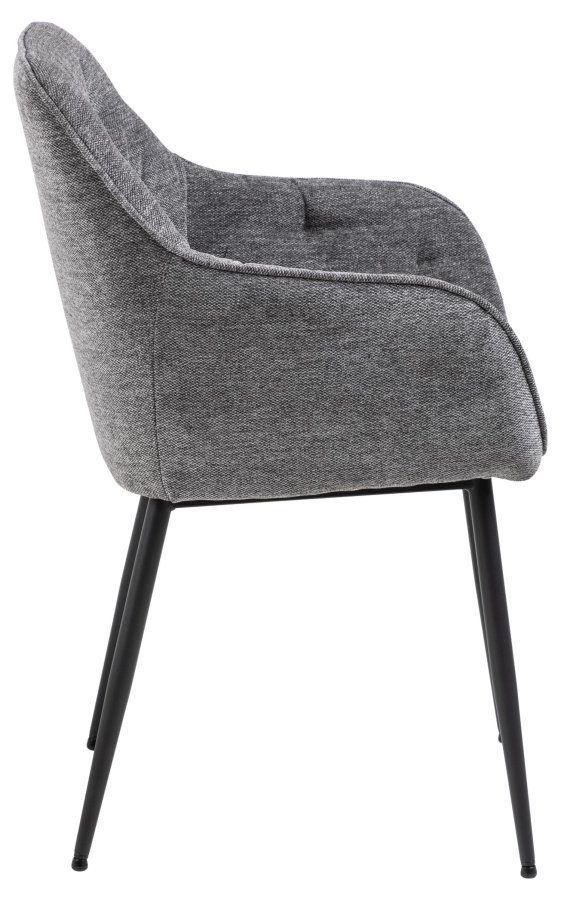ACT NORDIC Brooke spisebordsstol, m. armln - antracitgr polyester og sort metal