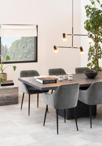 ACT NORDIC Brooke spisebordsstol, m. armln - antracitgr polyester og sort metal
