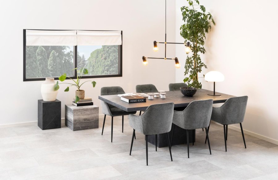 ACT NORDIC Brooke spisebordsstol, m. armln - antracitgr polyester og sort metal