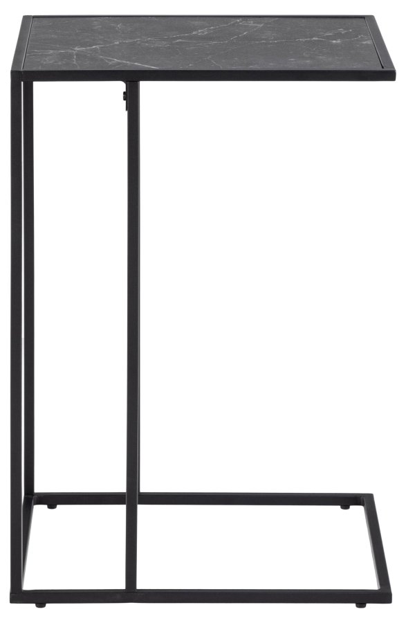 ACT NORDIC Infinity hjrnebord, rektangulr - sort marmor melamin og sort metal (43x35)