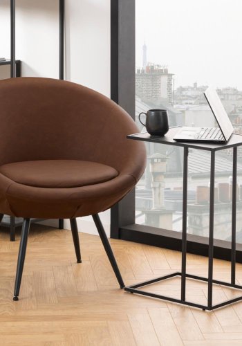 ACT NORDIC Infinity hjrnebord, rektangulr - sort marmor melamin og sort metal (43x35)