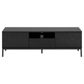 ACT NORDIC Seaford TV-bord, m. 2 lger og 1 skuffe - sort ask melamin/MDF/metal (140x40)
