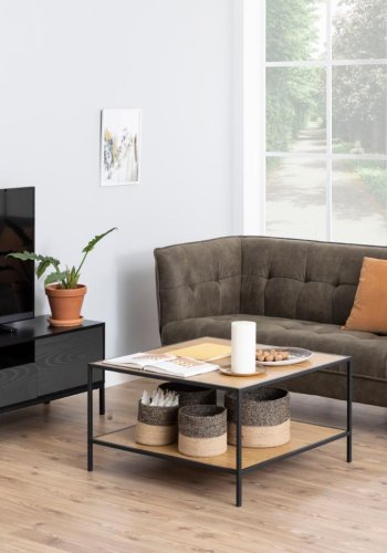 ACT NORDIC Seaford TV-bord, m. 2 lger og 1 skuffe - sort ask melamin/MDF/metal (140x40)