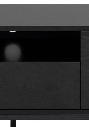 ACT NORDIC Seaford TV-bord, m. 2 lger og 1 skuffe - sort ask melamin/MDF/metal (140x40)