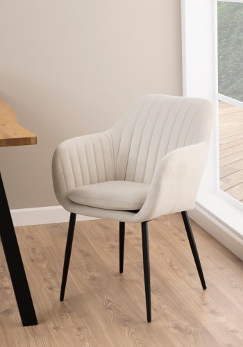 ACT NORDIC Emilia spisebordsstol, m. armln - sand stof og sort metal