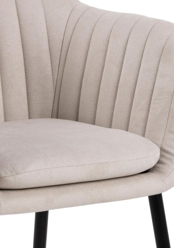 ACT NORDIC Emilia spisebordsstol, m. armln - sand stof og sort metal