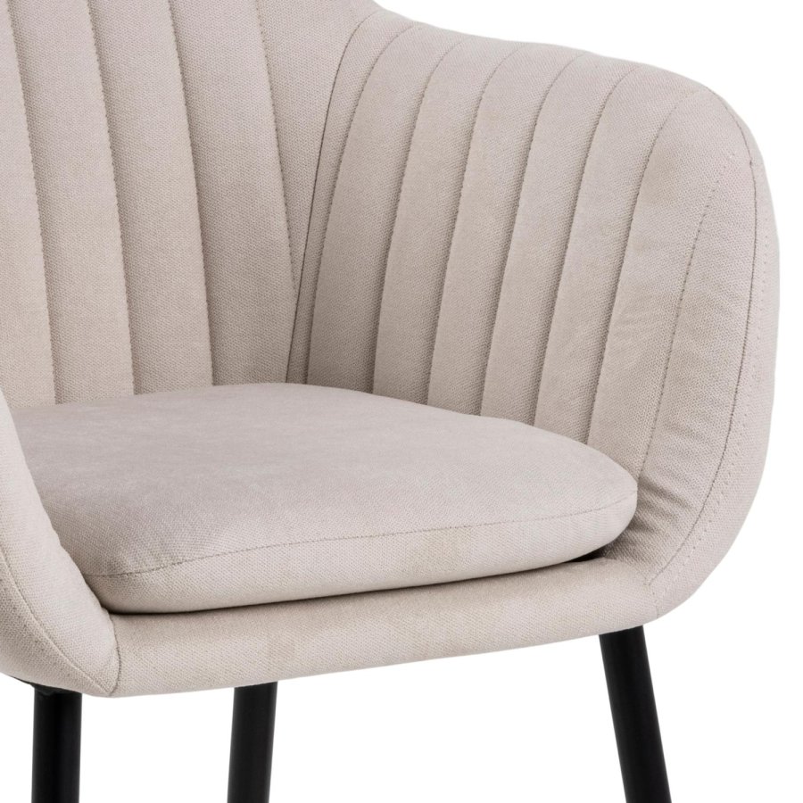 ACT NORDIC Emilia spisebordsstol, m. armln - sand stof og sort metal