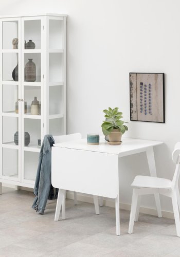 ACT NORDIC Roxby spisebord, inkl. 1 tillgsplade - hvid MDF og gummitr (80/120x80)