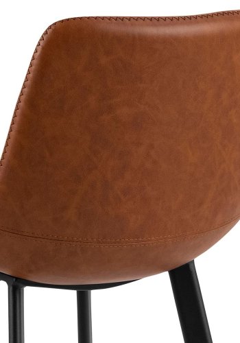 ACT NORDIC I_Oregon counterstol, m. rygln og fodsttte - cognac retro PU sort metal