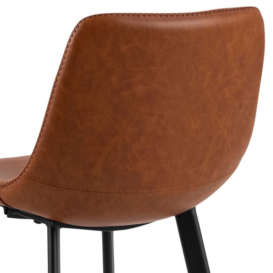 ACT NORDIC I_Oregon counterstol, m. rygln og fodsttte - cognac retro PU sort metal