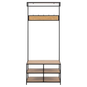 ACT NORDIC Seaford garderobestativ, m. bjlestang og 3 hylder - natur vild eg papir og sort metal