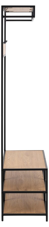 ACT NORDIC Seaford garderobestativ, m. bjlestang og 3 hylder - natur vild eg papir og sort metal