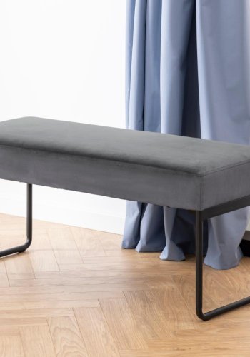 ACT NORDIC Xenia bnk, rektangulr - mrkegr stof og sort metal (95x38)