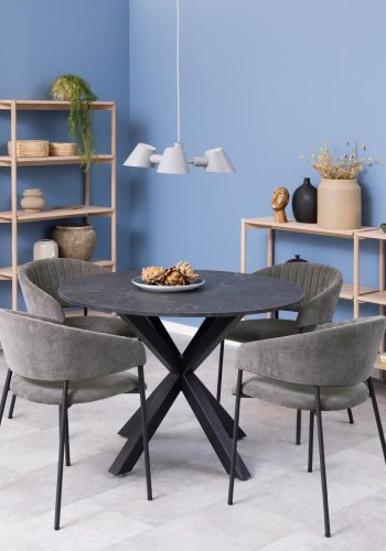 ACT NORDIC Ann spisebordsstol, m. armln - mrkegr polyester og sort metal